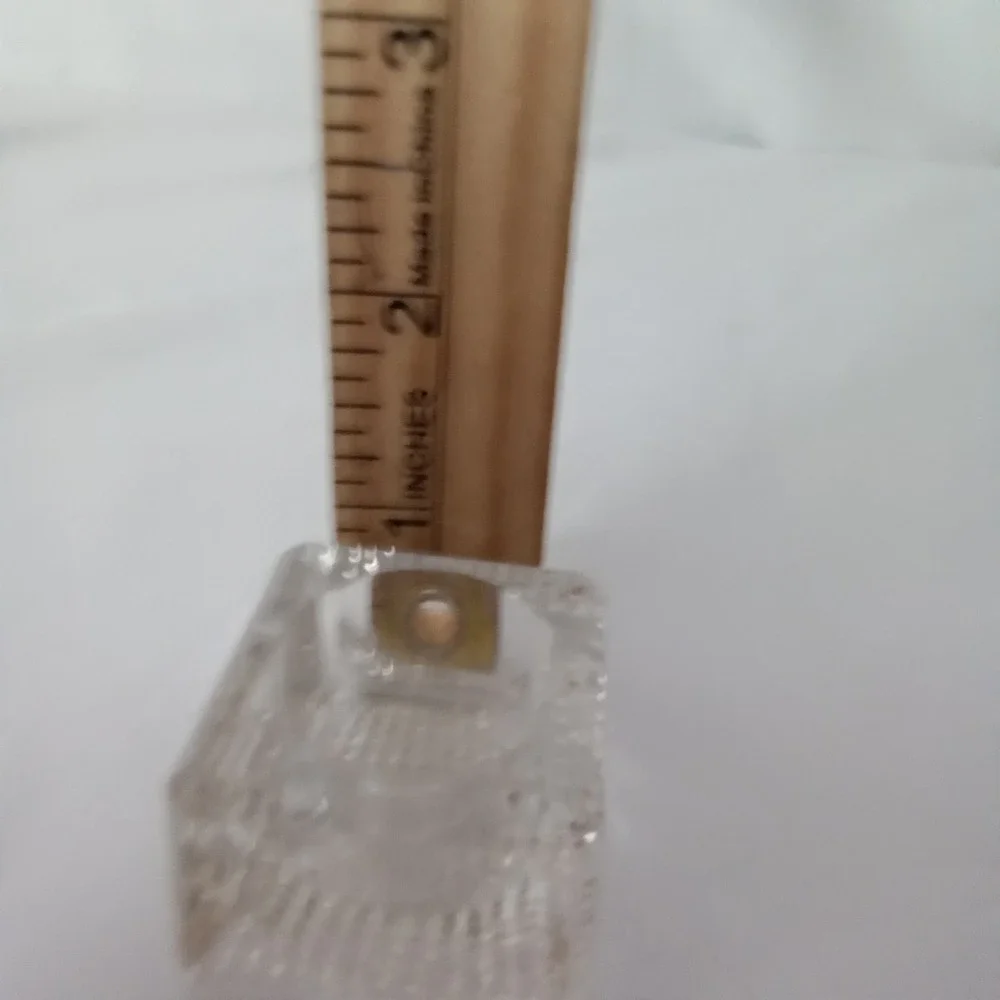 Vintage Clear Pressed Glass Square Inkwell Salt Cellar Waffle Base 1.5 Inch